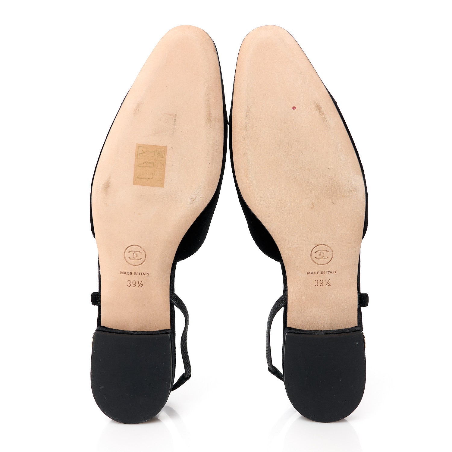 Chanel Velvet Grosgrain Cap Toe CC Slingback Flats 39.5 Black 5 of 9
