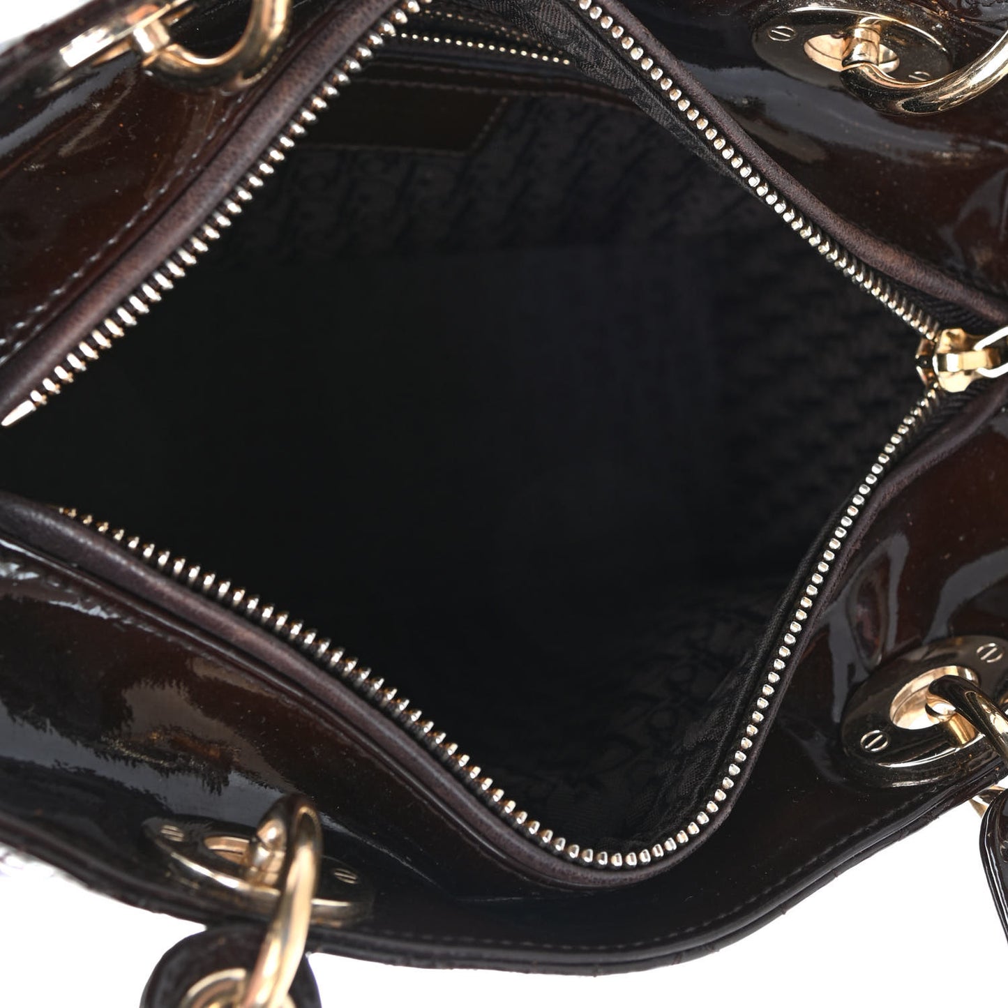 Patent Cannage Medium Lady Dior Dark Brown