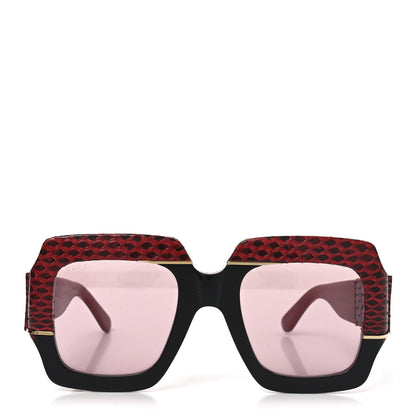 Gucci Snakeskin Acetate Square Sunglasses GG0484S Black Red 5 of 13