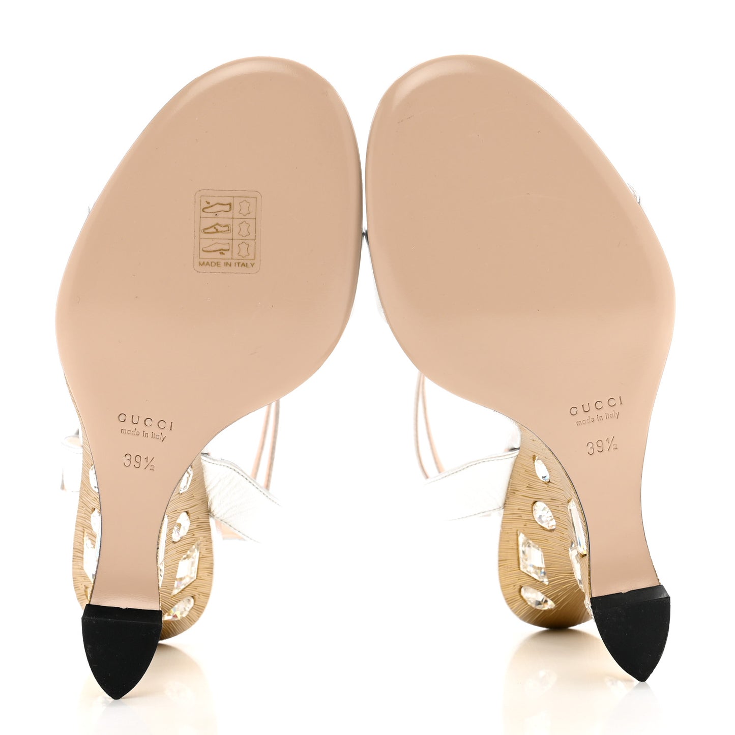 Nappa Silk Swarovski Crystal Wedge Engel Sandals 39.5 Argento