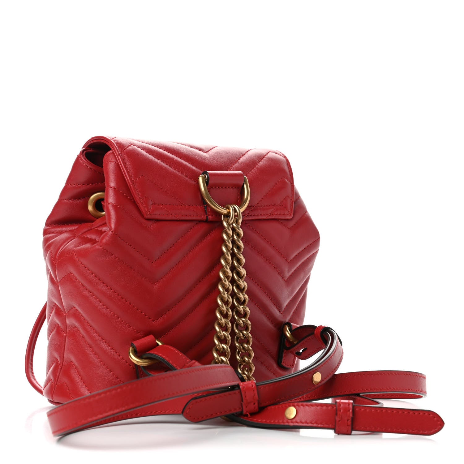 Gucci Calfskin Matelasse GG Marmont Flap Backpack Hibiscus Red 2 of 5