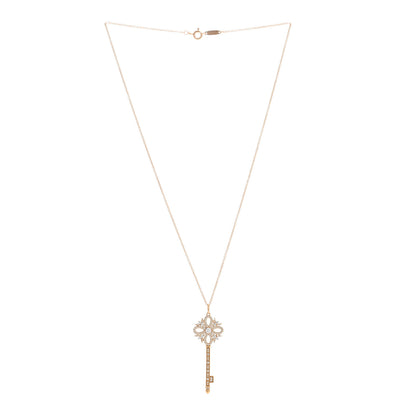 Tiffany 18K Rose Gold Diamond Medium Victoria Key Pendant Necklace 2 of 5