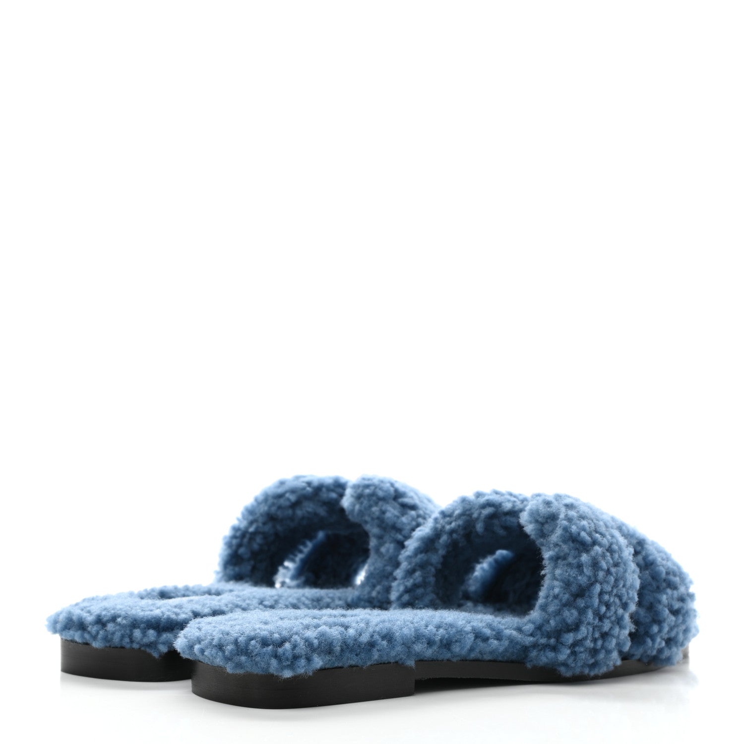 Hermes Woolskin Oran Sandals 37 Bleu 4 of 8