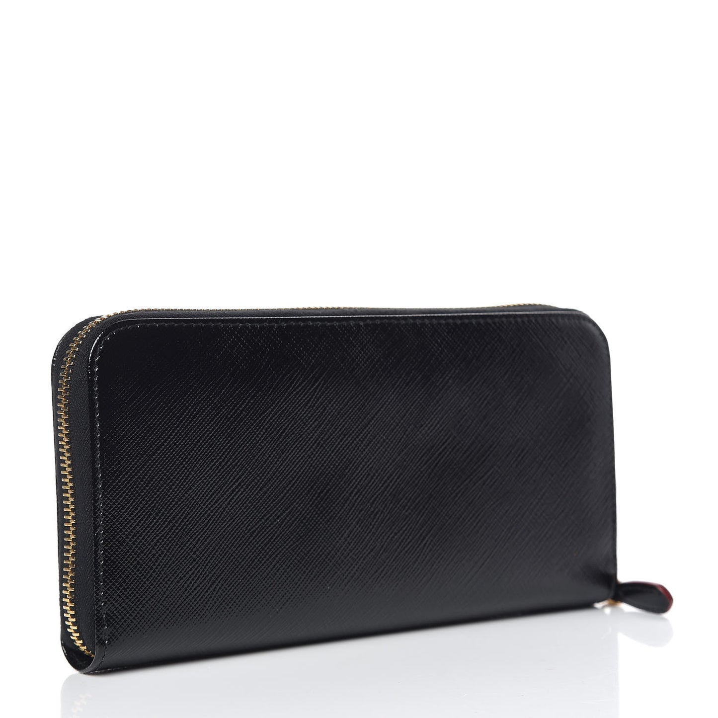Saffiano Vernice Zip Around Wallet Black Rosso