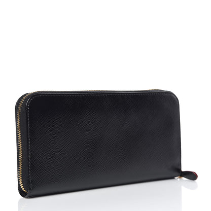 Prada Saffiano Vernice Zip Around Wallet Black Rosso 3 of 6