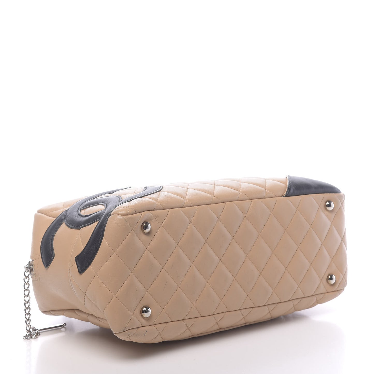 Calfskin Quilted Large Cambon Bowler Beige Black