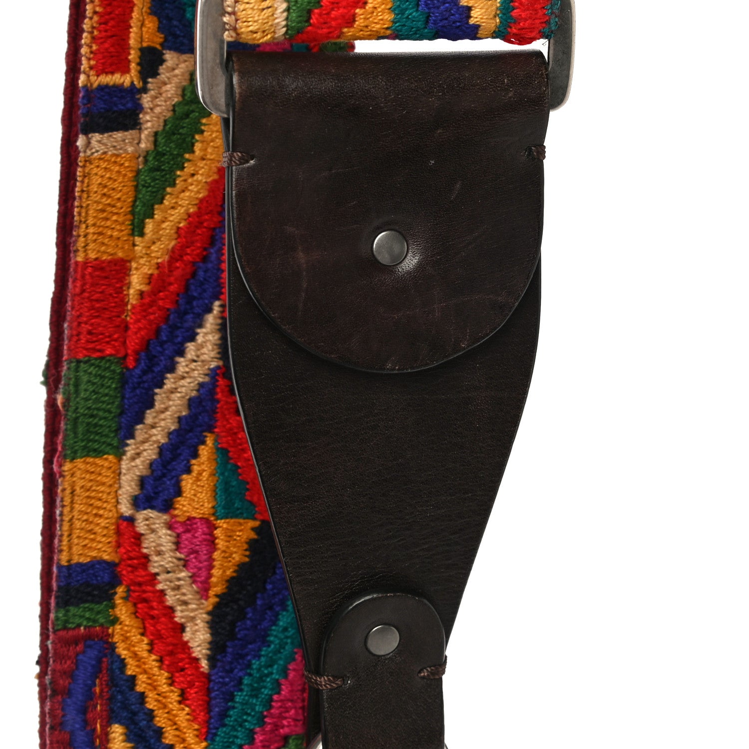 Valentino Garavani Calfskin Embossed Medium Guitar Strap Rockstud Rolling Flap Saddle Bag Brown 16 of 17