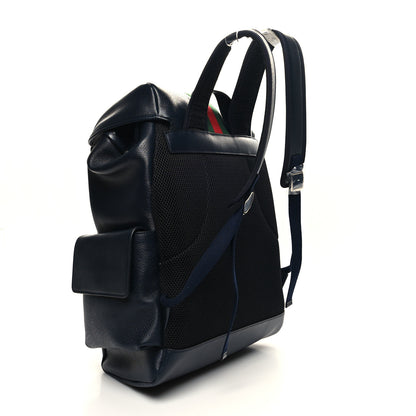 Gucci Textured Dollar Calfskin Web Medium Ophidia Double Buckle Backpack Blue Agata 3 of 10