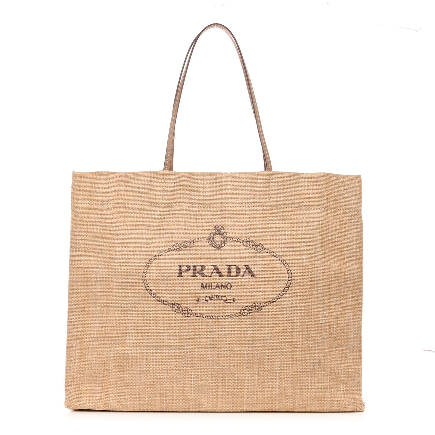 Raffia Logo Tote Naturale
