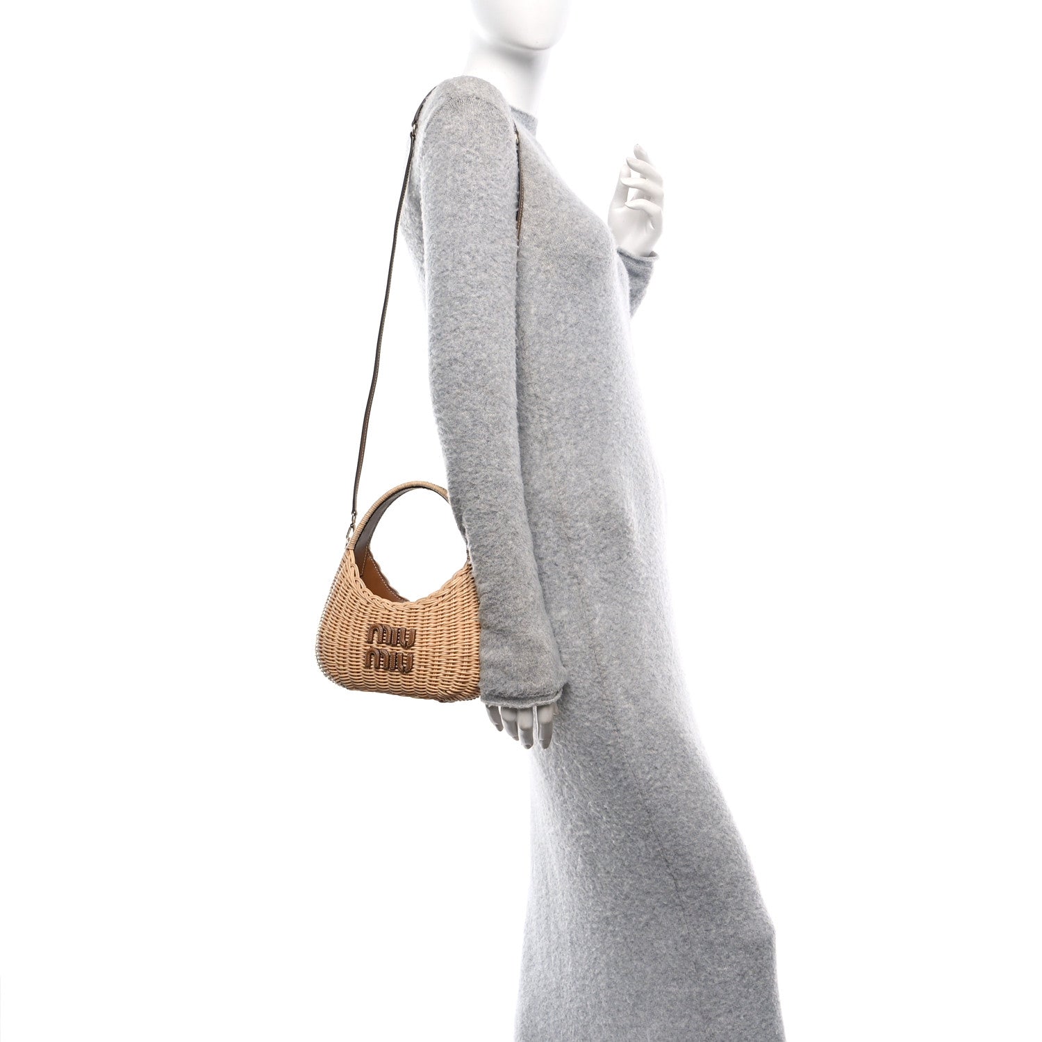 Miu Miu Wicker Wander Hobo Tan 2 of 11