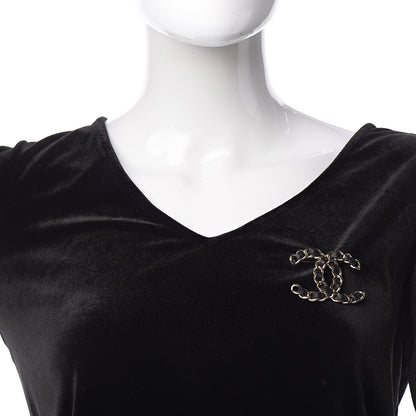 Chanel Lambskin Chain CC Brooch Black Gold 2 of 5