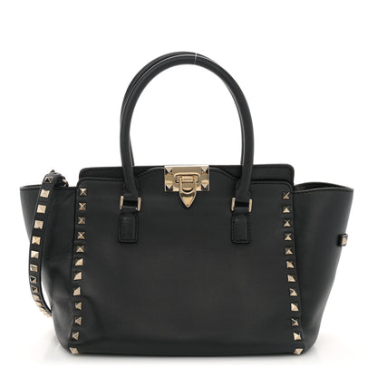 Valentino Garavani Vitello Small Rockstud Double Handle Tote Black 1 of 12
