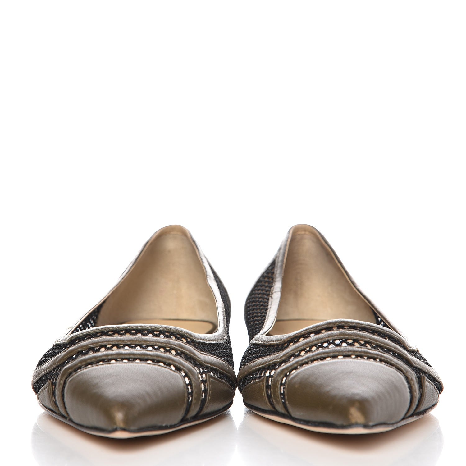 Jimmy Choo Nappa Mesh Hettie Pointy Toe Flats 38 Green 3 of 11