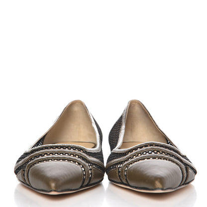 Jimmy Choo Nappa Mesh Hettie Pointy Toe Flats 38 Green 3 of 11
