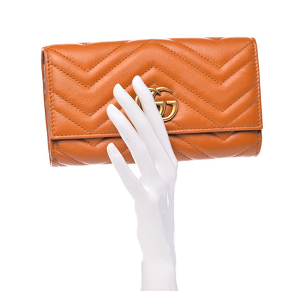 Gucci Calfskin Matelasse GG Marmont Continental Wallet Cognac 2 of 9