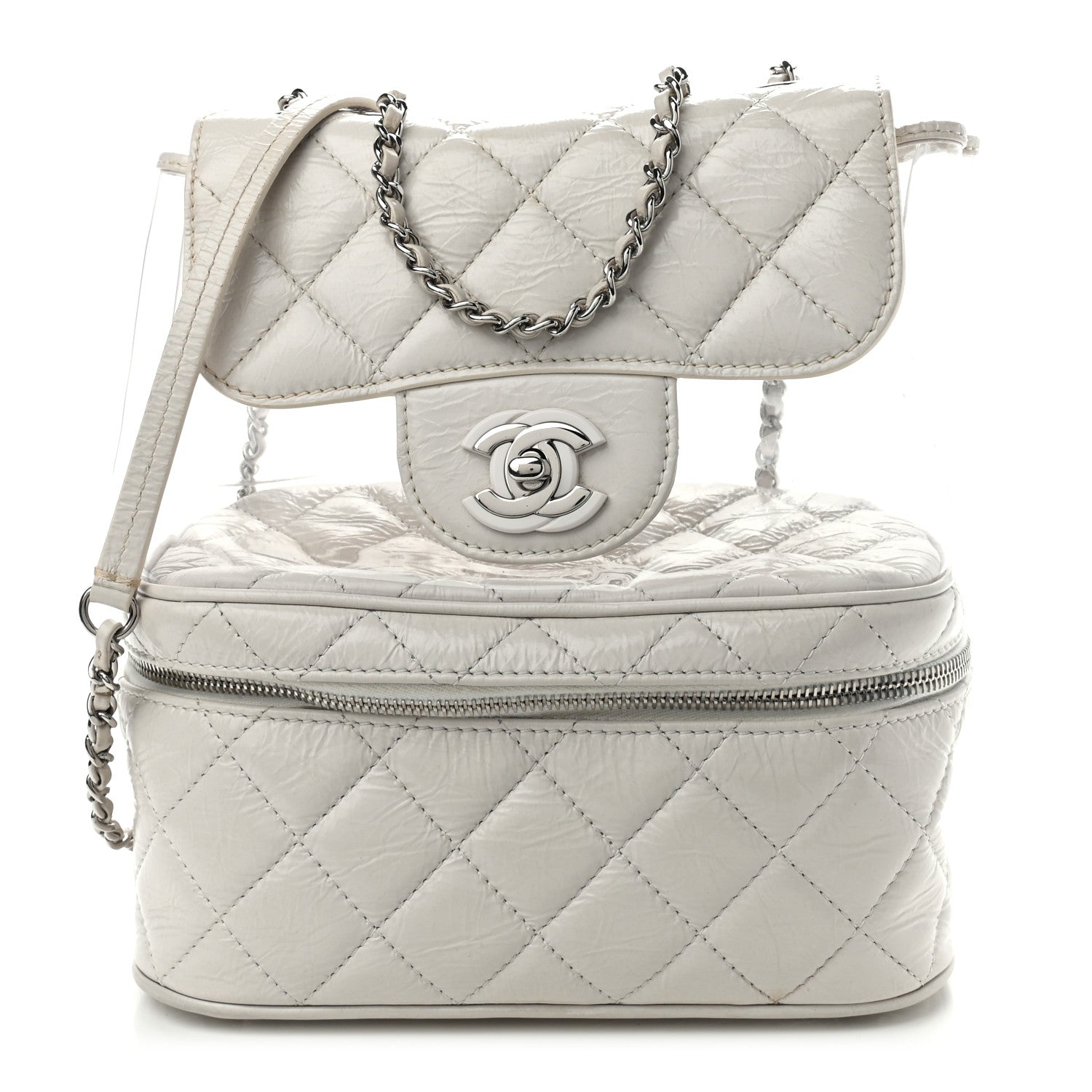 Chanel Crumpled Calfskin PVC Quilted Backpack White 1 of 11