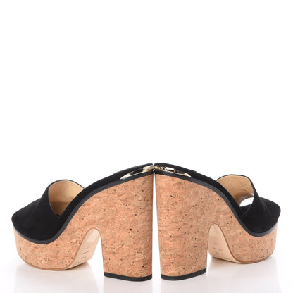Jimmy Choo Suede Cork DeeDee Platform Sandals 39 Black 5 of 12