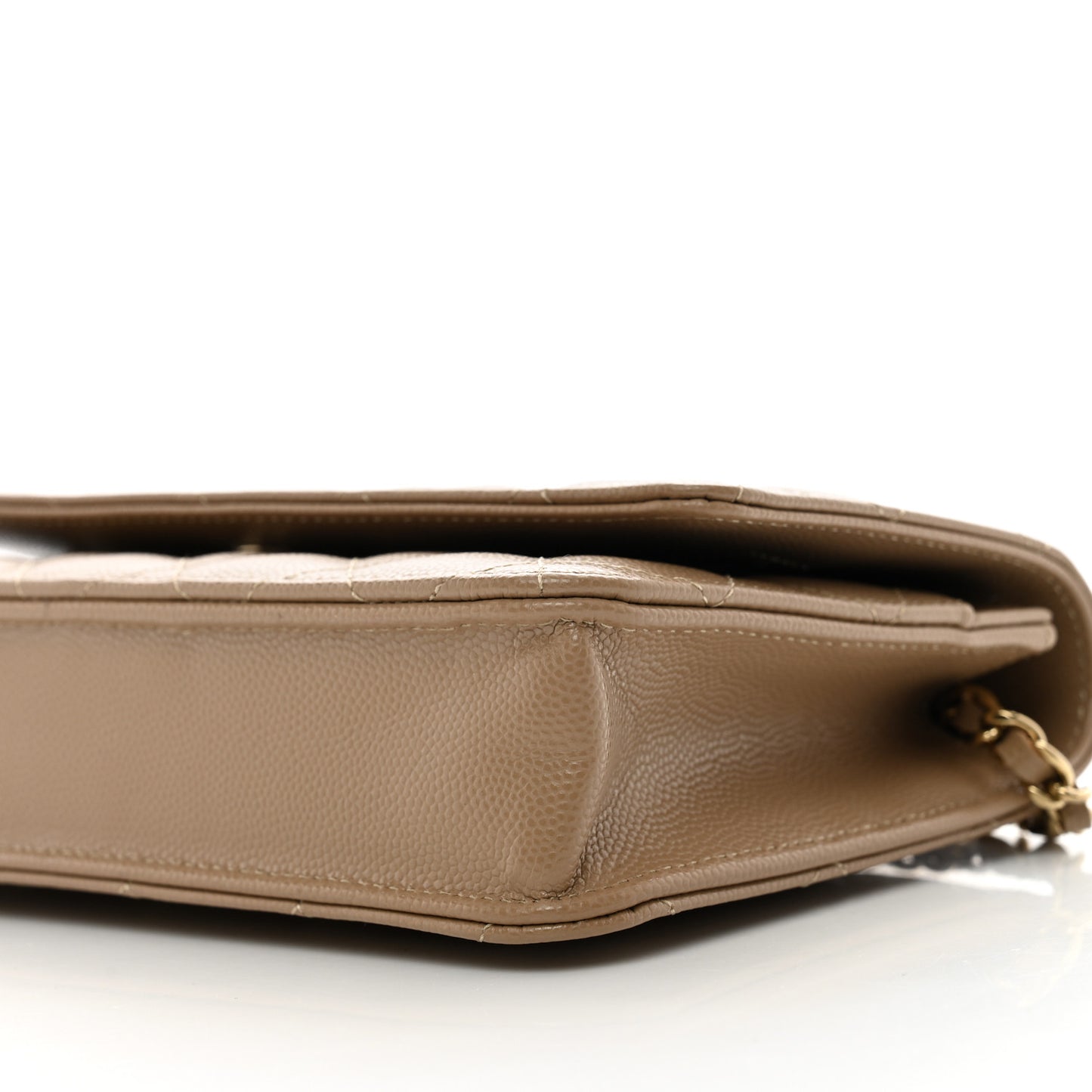 Caviar Quilted Wallet on Chain WOC Dark Beige