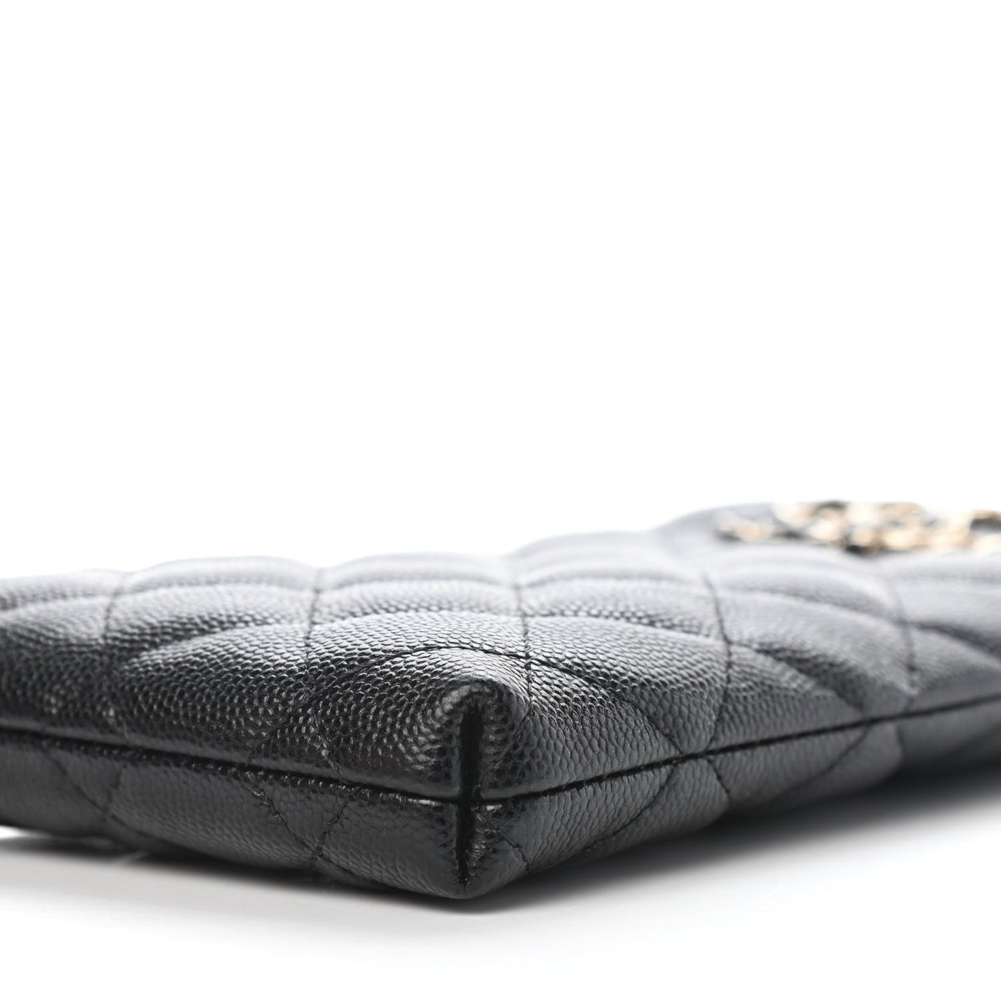 Caviar Quilted French New Wave Phone Holder With Chain Black