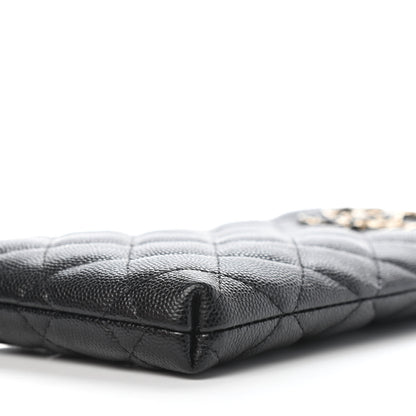 Chanel Caviar Quilted French New Wave Phone Holder With Chain Black 10 of 10