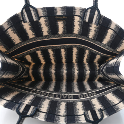 Christian Dior Canvas Embroidered Striped Book Tote Black 4 of 4