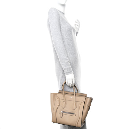 Celine Drummed Calfskin Micro Luggage Dune 2 of 11