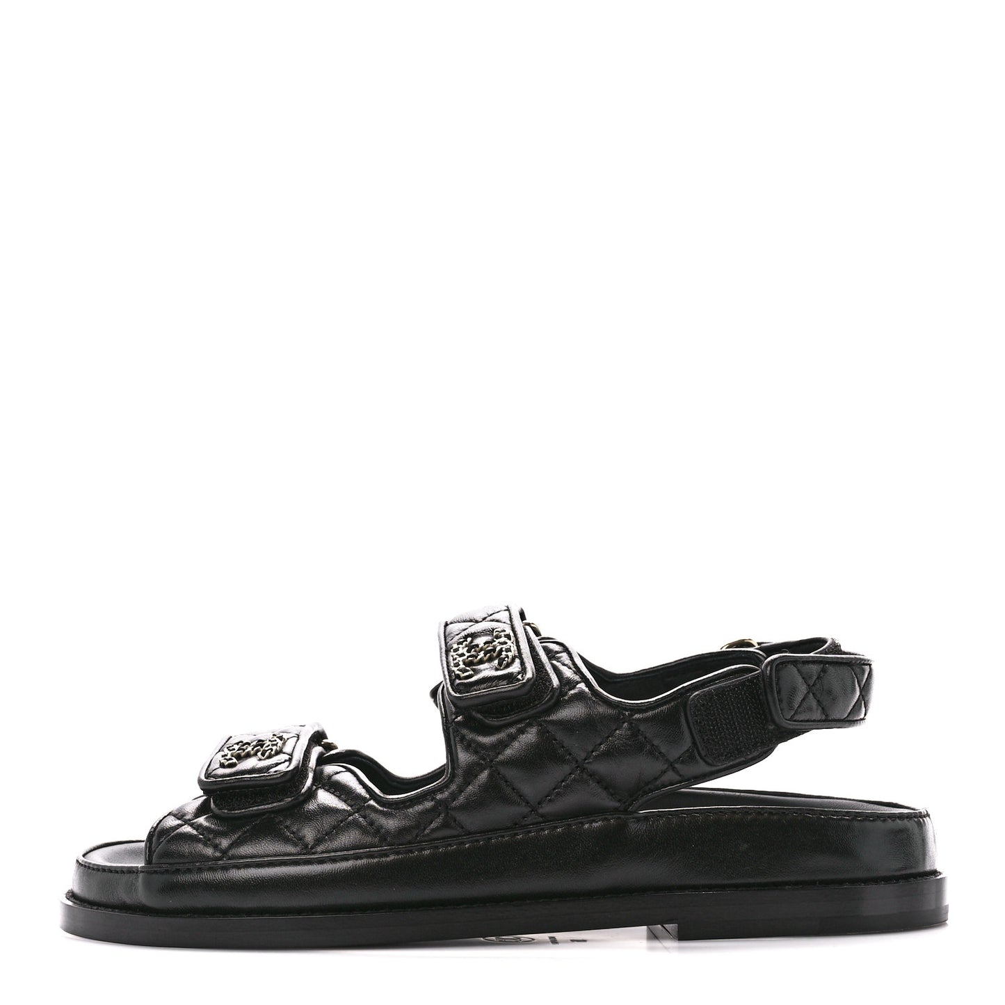 Lambskin Velcro Dad Sandals 36 Black
