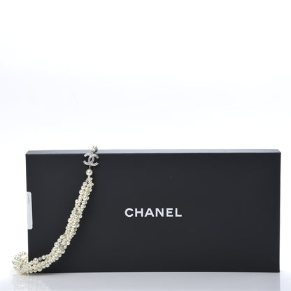 Chanel Crystal Pearl CC Braided Necklace Silver Pearly White 6 of 6