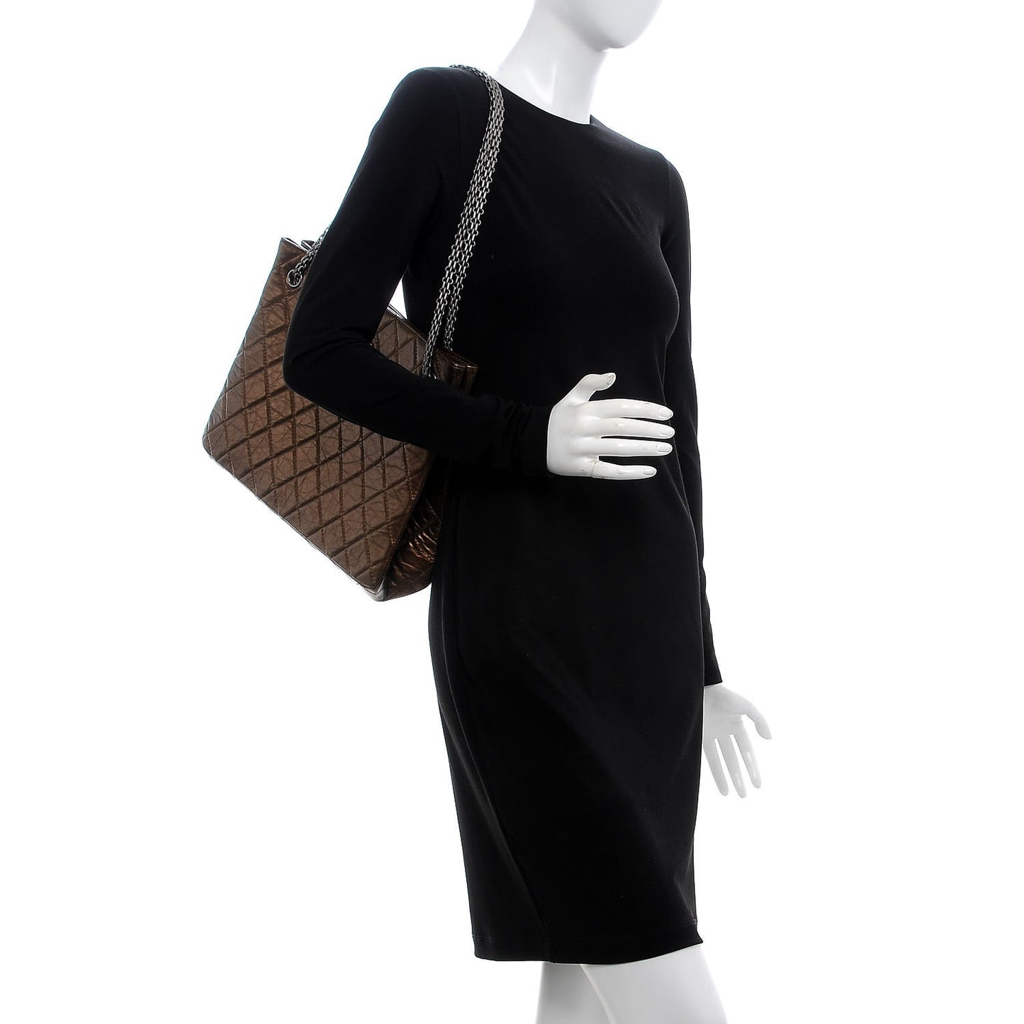 Aged Calfskin Quilted Reissue 2.55 Tote Bronze