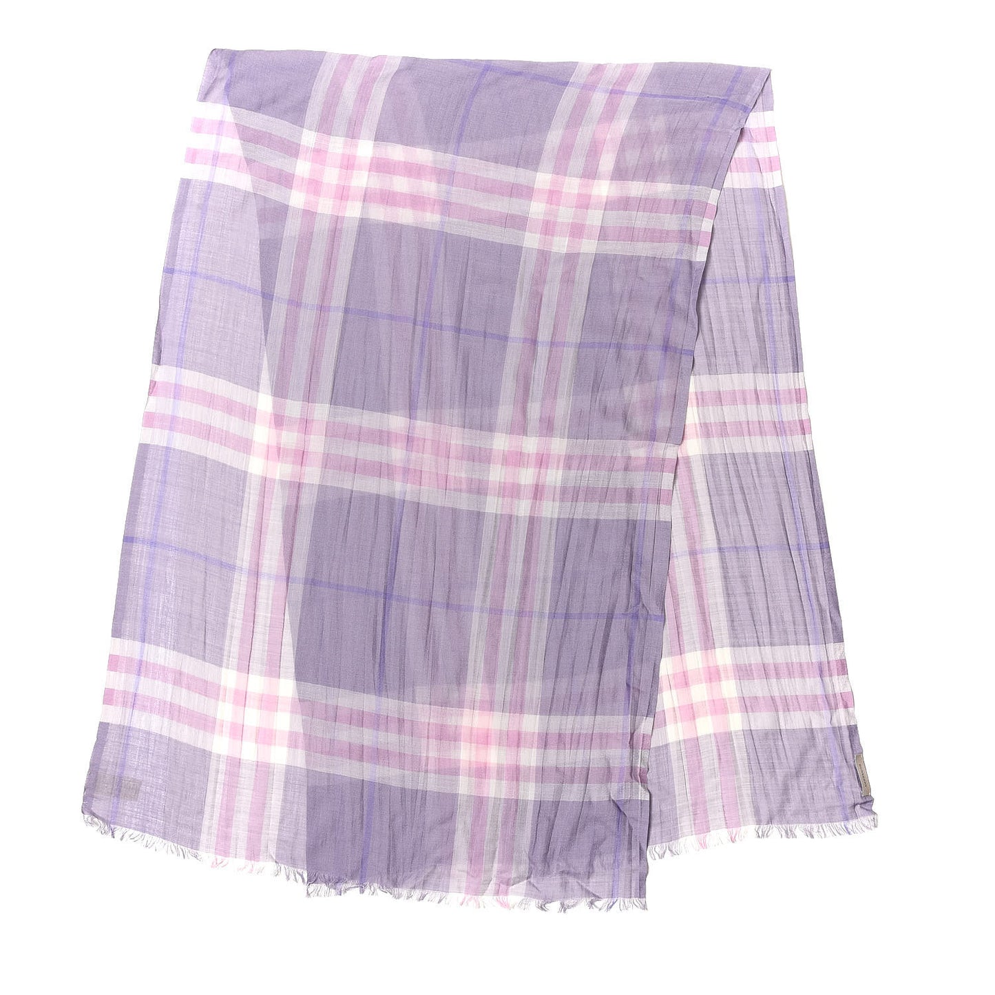 Wool Silk Gauze Giant Check Lightweight Scarf Pale Orchid