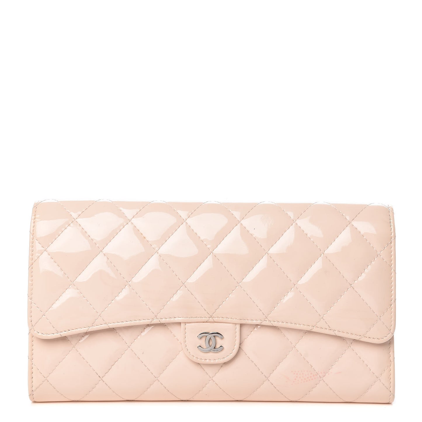 Patent Quilted Large Flap Wallet Pink
