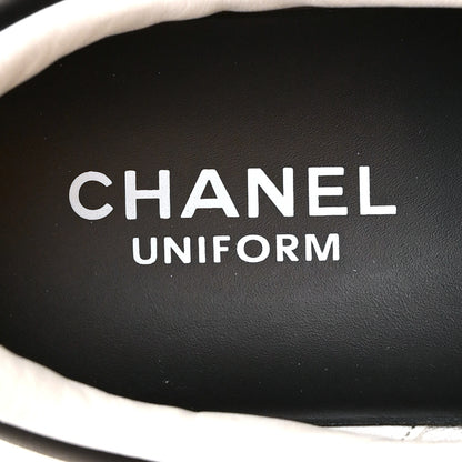 Chanel Calfskin CC Uniform Womens Sneakers 37 Black 9 of 10