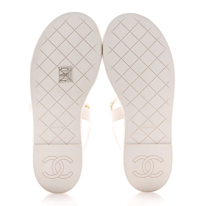 Chanel Lambskin Quilted Chain CC Platform Sandals 37.5 White 6 of 11