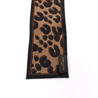 Louis Vuitton Silk Leopard Bandeau Scarf Marron 2 of 4