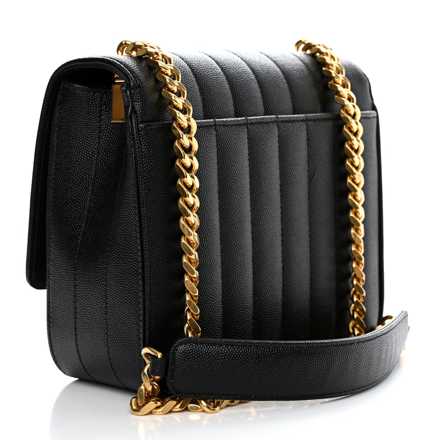 Saint Laurent Grain De Poudre Matelasse Monogram Medium Vicky Chain Bag Black 3 of 10