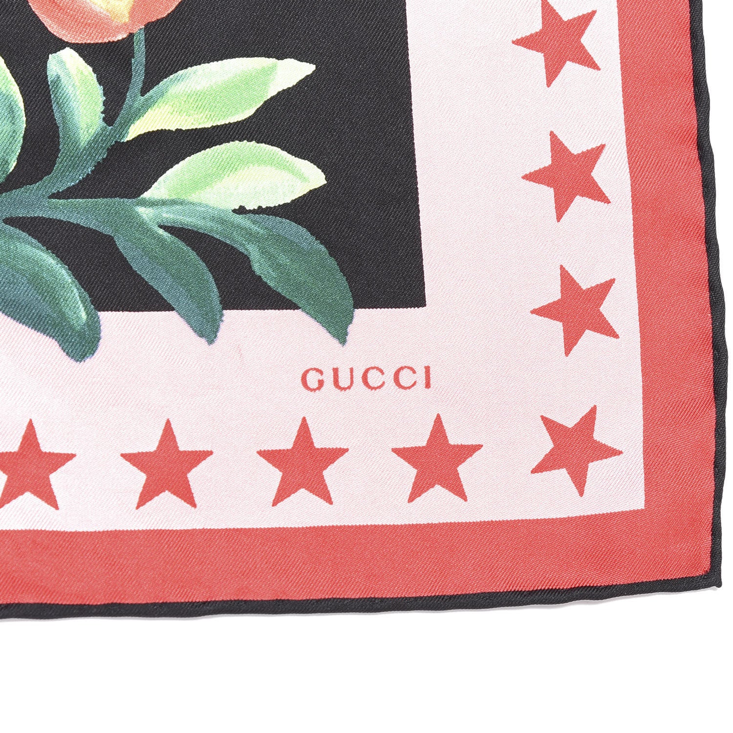 Gucci Silk Twill Jakam Square Scarf Black Pink 2 of 4