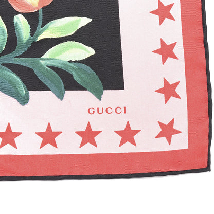Gucci Silk Twill Jakam Square Scarf Black Pink 2 of 4