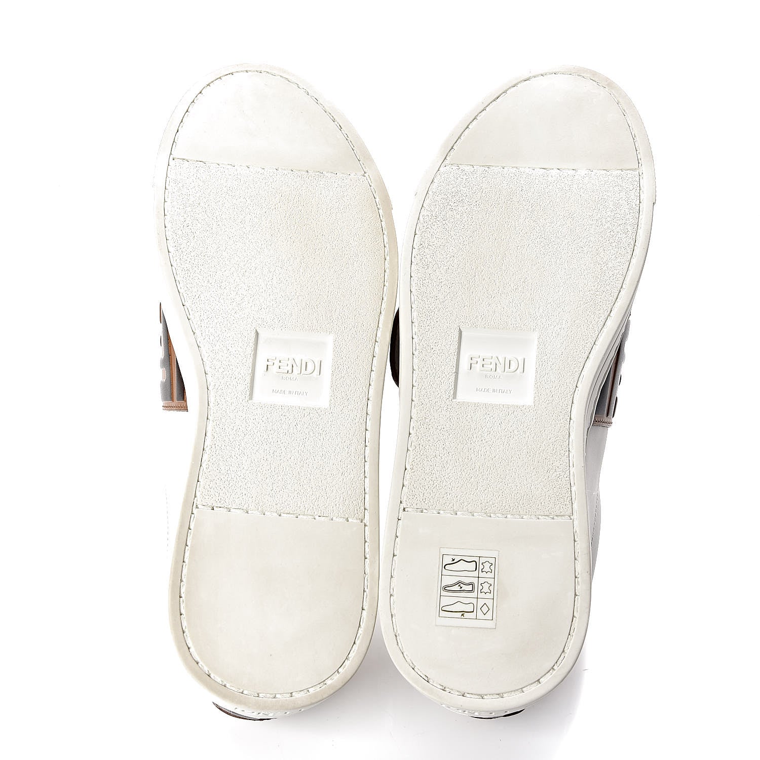 Fendi Vitello FF Embossed Pearland Slip On Sneakers 37 White Tobacco Moro 5 of 8