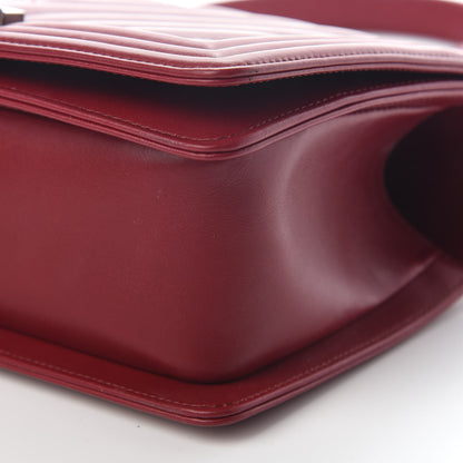 Chanel Calfskin Chevron Quilted Medium Boy Flap Dark Red 8 of 9