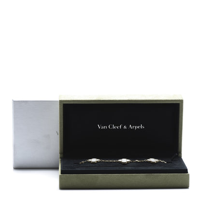 Van Cleef & Arpels 18K Yellow Gold Mother of Pearl 5 Motifs Vintage Alhambra Bracelet 7 of 7