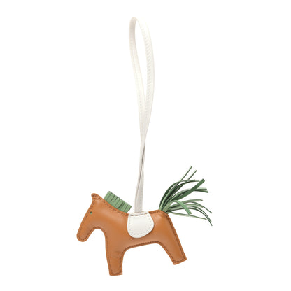 Hermes Milo Lambskin Grigri Rodeo Horse Bag Charm PM Sesame Vert Criquet Craie 1 of 5