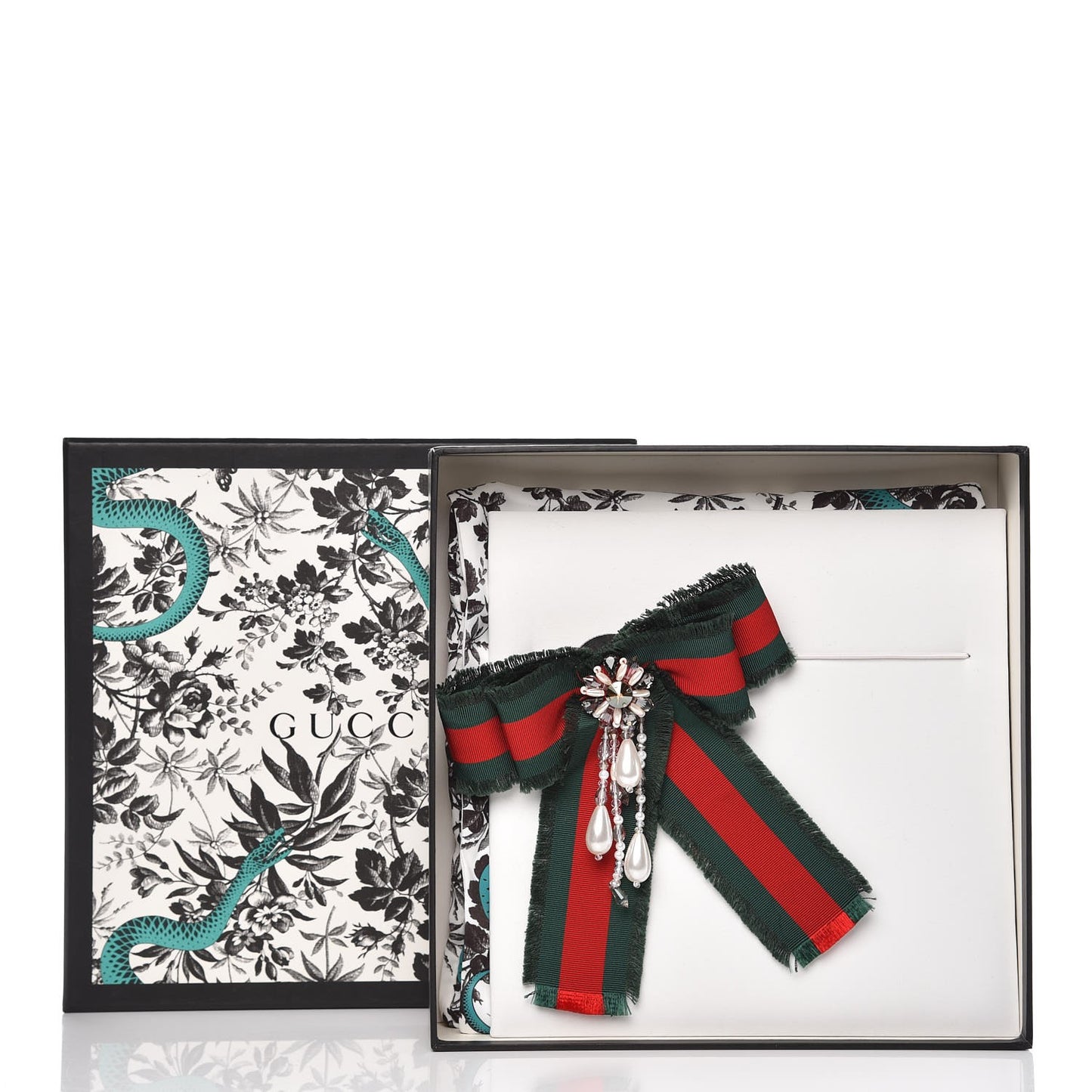 Grosgrain Web Pearl Crystal Bow Brooch