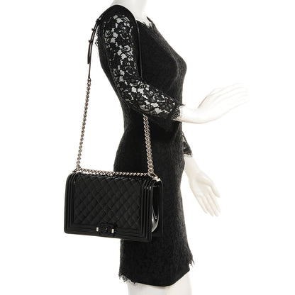 Chanel Patent Quilted New Medium Boy Flap So Black 2 of 9