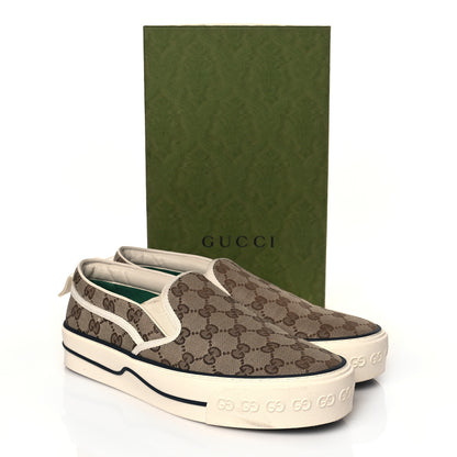 Gucci GG Monogram Womens 1977 Tennis Slip On 30mm Sneakers 41 Beige Ebony Mystic White 11 of 11