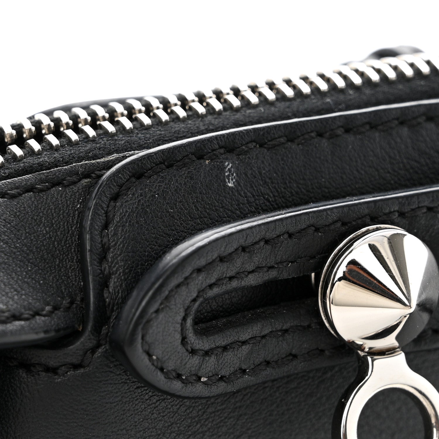 Fendi Vitello Dolce Crystal Heart Croc Tail Mini By The Way Boston Bag Black Rosso 11 of 11