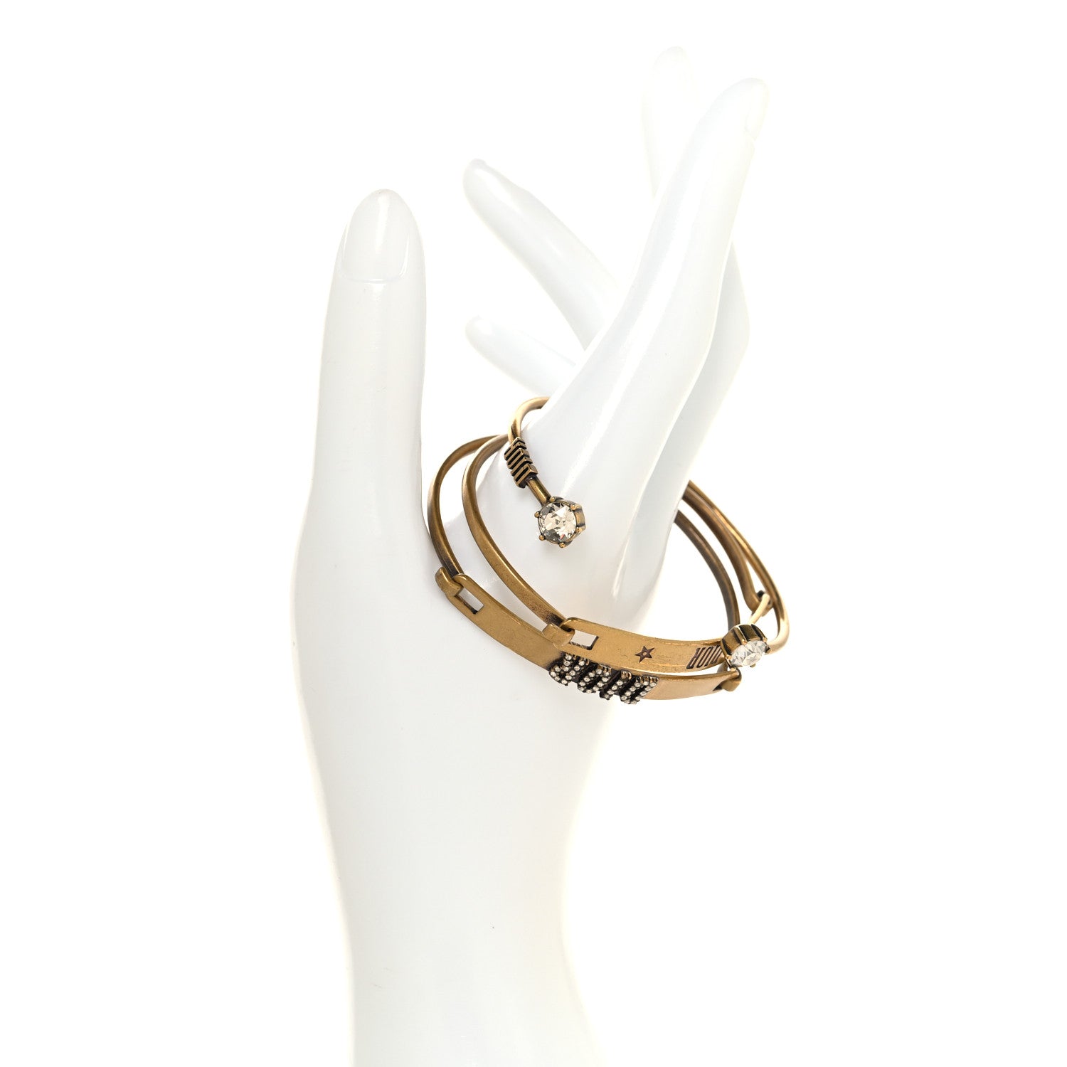 Christian Dior Metal Crystal Dio(r)evolution Bracelet Set Gold