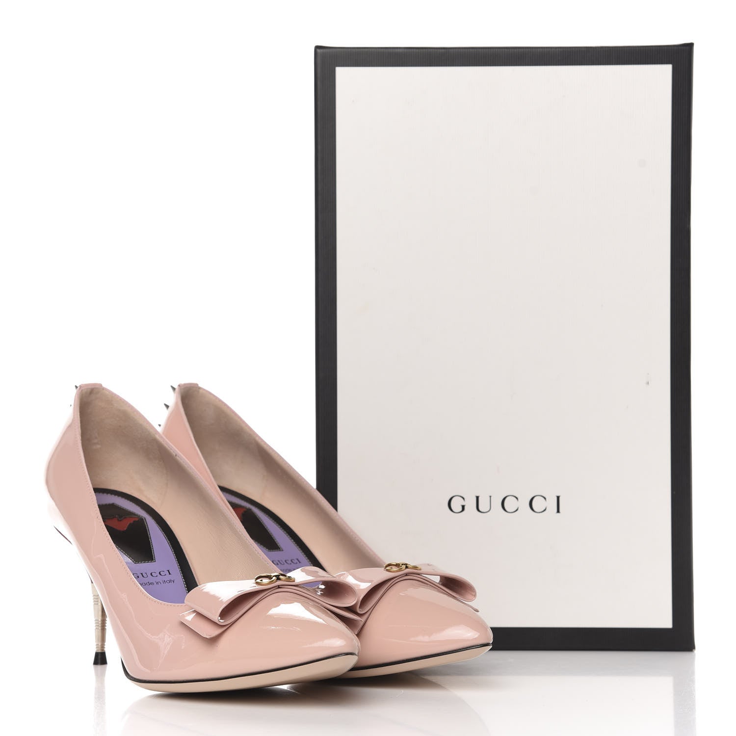 Gucci Patent GG Bow Sadie Spike Mid Heel Pumps 39.5 Perfect Pink 10 of 10