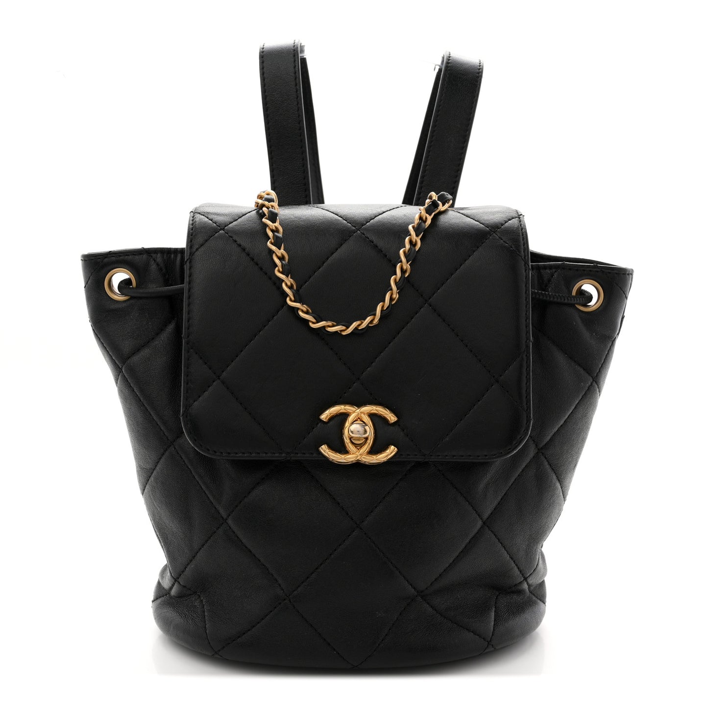 CHANEL Black quilted lamb leather backpack