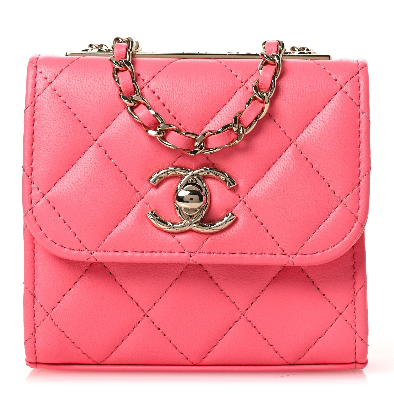 Chanel Lambskin Quilted Mini Trendy CC Chain Wallet Pink 1 of 14