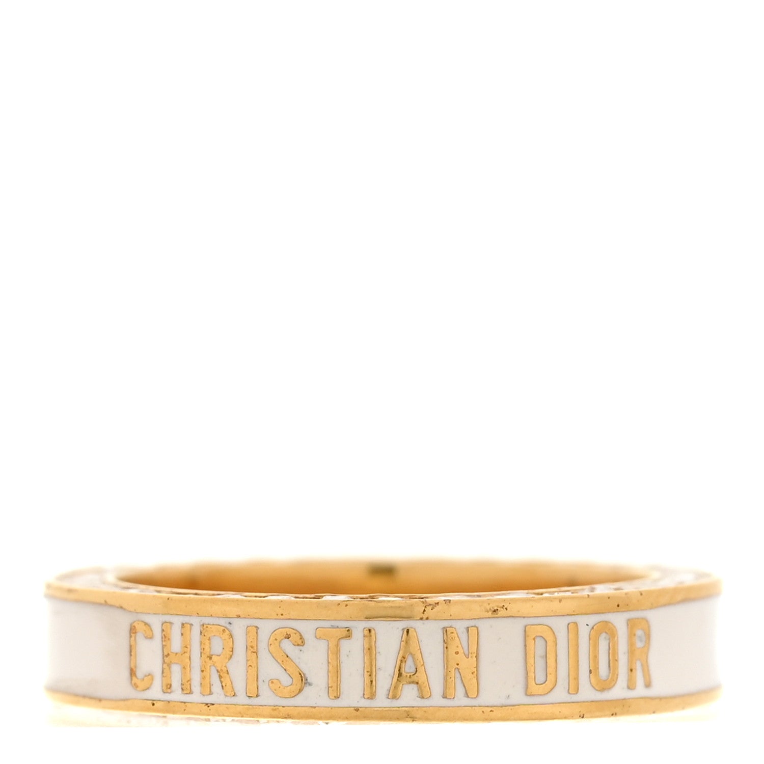 Christian Dior Metal Lacquer Crystal Night Code Ring L Gold White 1 of 4